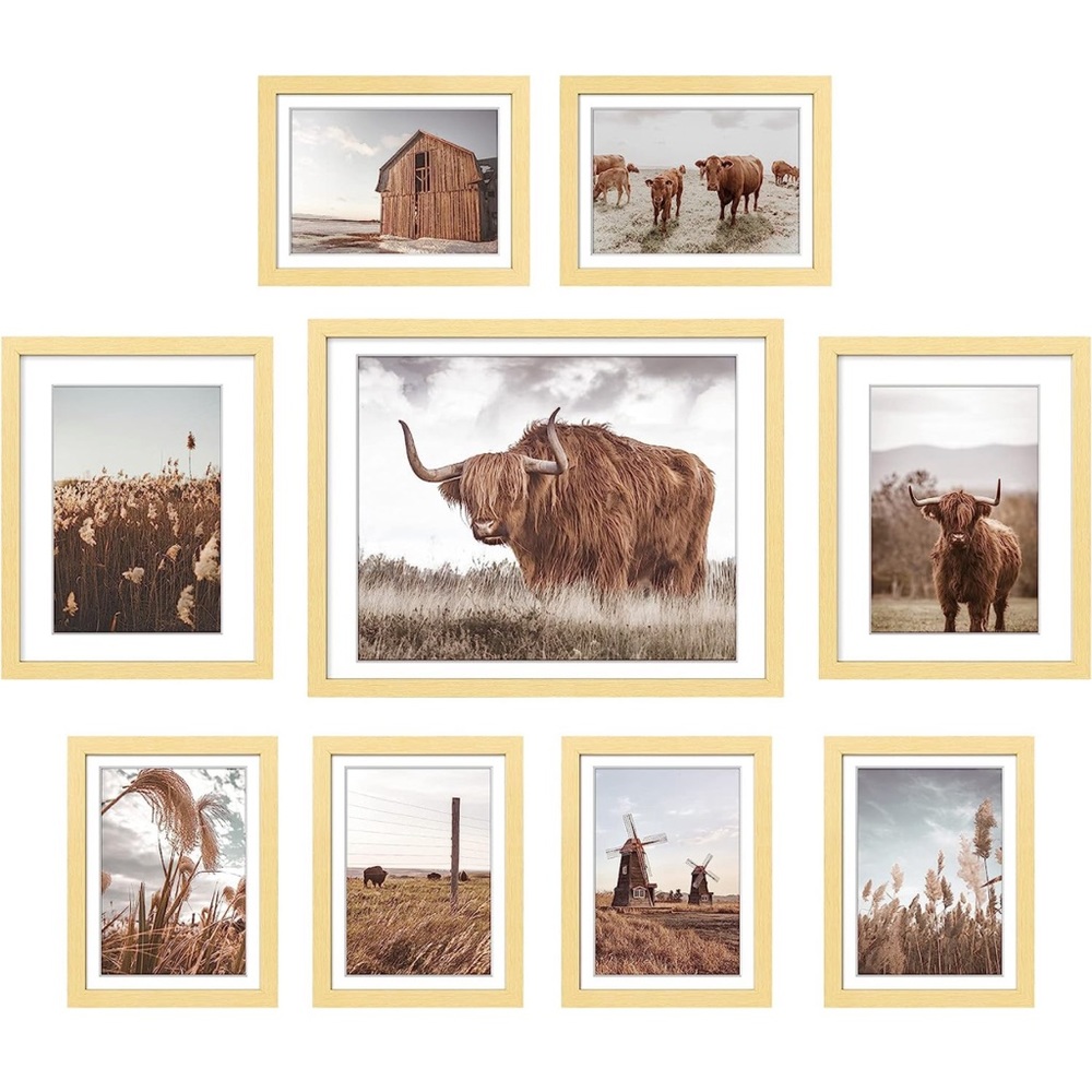 Set of 9 cow/farm pictures
